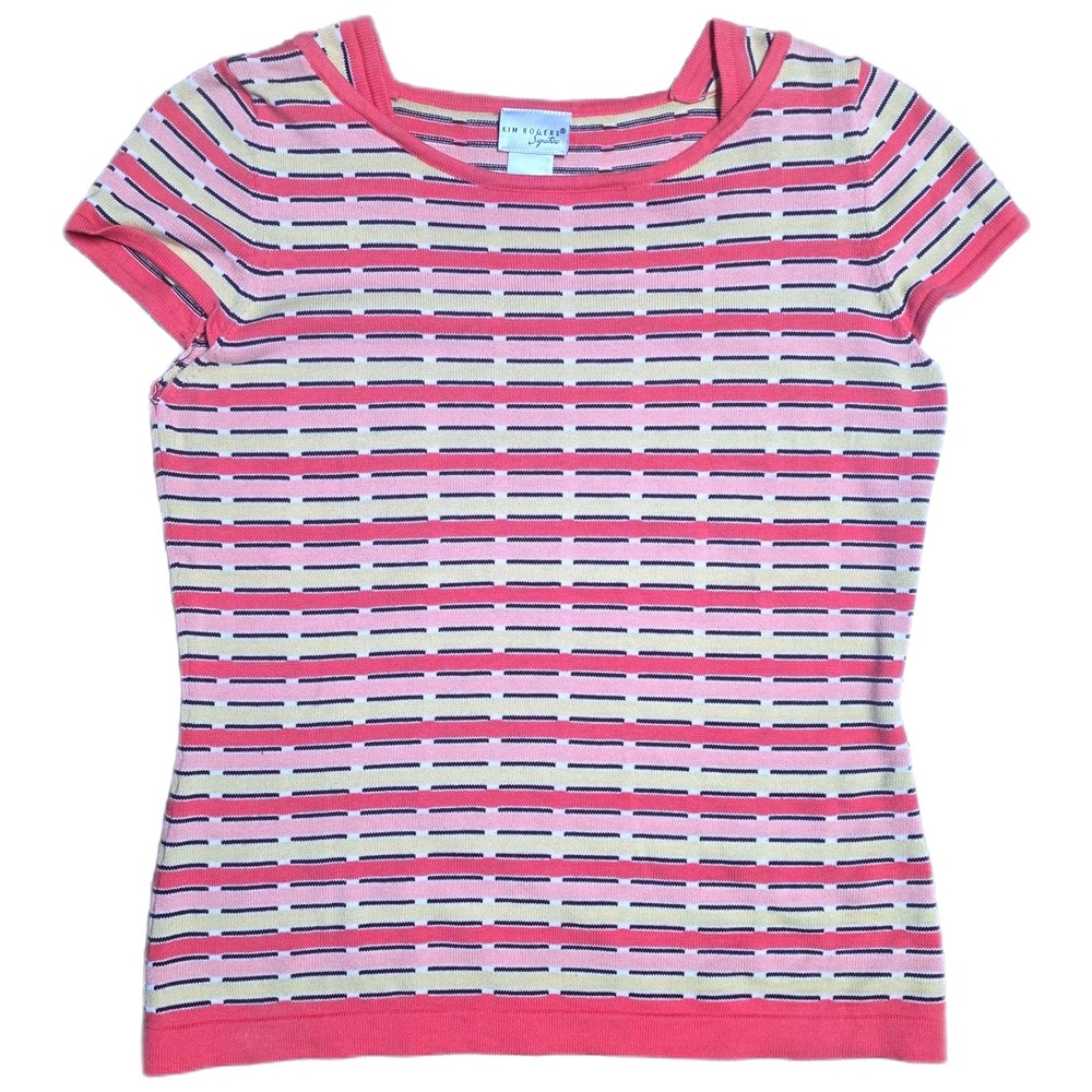 Kim Rogers Signature Women's Striped Knit Top Short‎ Sleeve Tee Shirt Size S